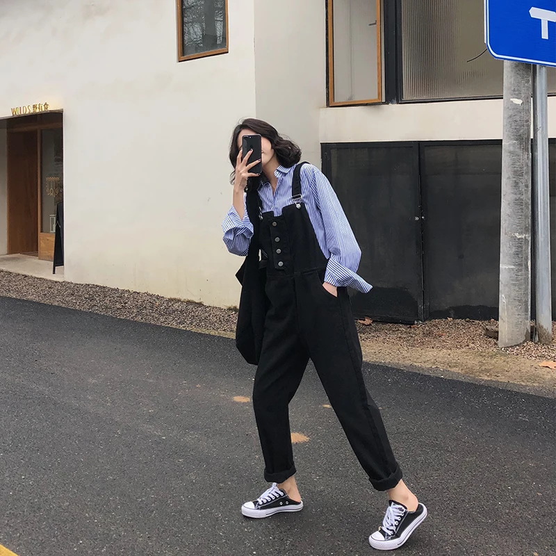 

2019 women sleeveless denim jeans high street playsuits overalls straps jumpsuit romper straight trousers plus