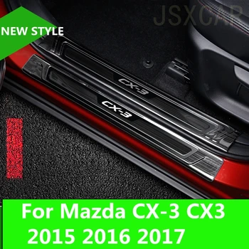 

Black stainless steel welcome pedal refires door sill strip parts car styling For Mazda CX-3 CX3 2015 2016 2017