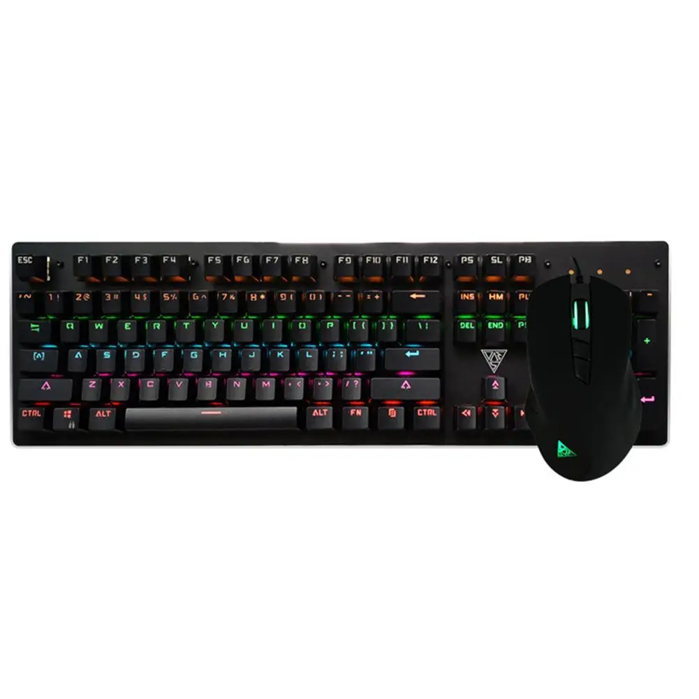 

V2 104-Key Mechanical Gaming Keyboard 7 Colors Luminous Wired LED Backlight Desktop Keyboard Mouse Kit For Home Office Desktop