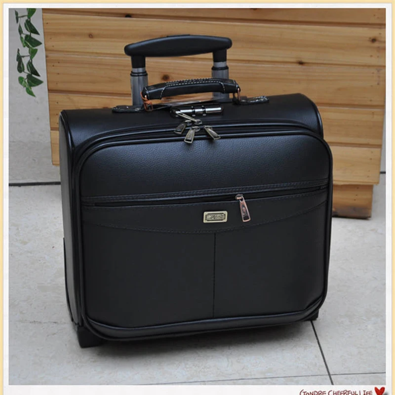 LeTrend 16 дюймов Многофункциональный Роллинг Чемодан чемодан из ПУ-кожи колеса Для мужчин Для женщин ручной клади тележка экспериментальные сумки для путешествий, сумка для ноутбука