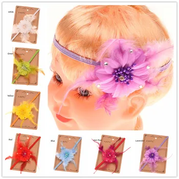 

27PCS Feather Flower Headband Hair Bows Hairband Photo Prop Head Flower Bands Hair Accessories
