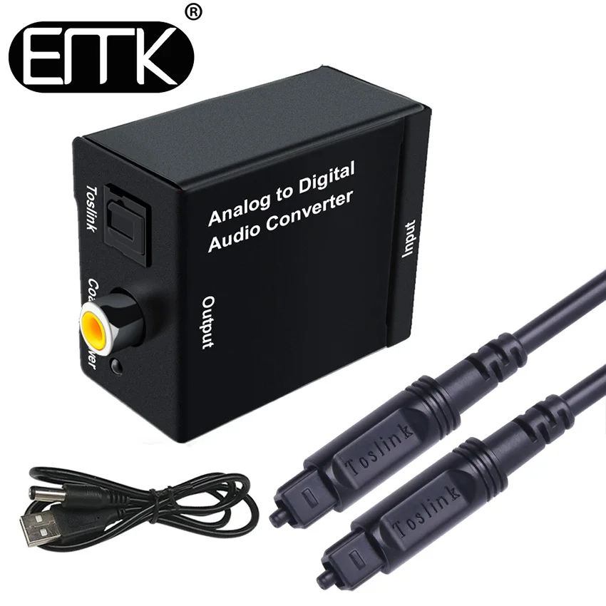 Переходник аналогового цифрового аудио ТВ EMK коаксиальный переходник Toslink с