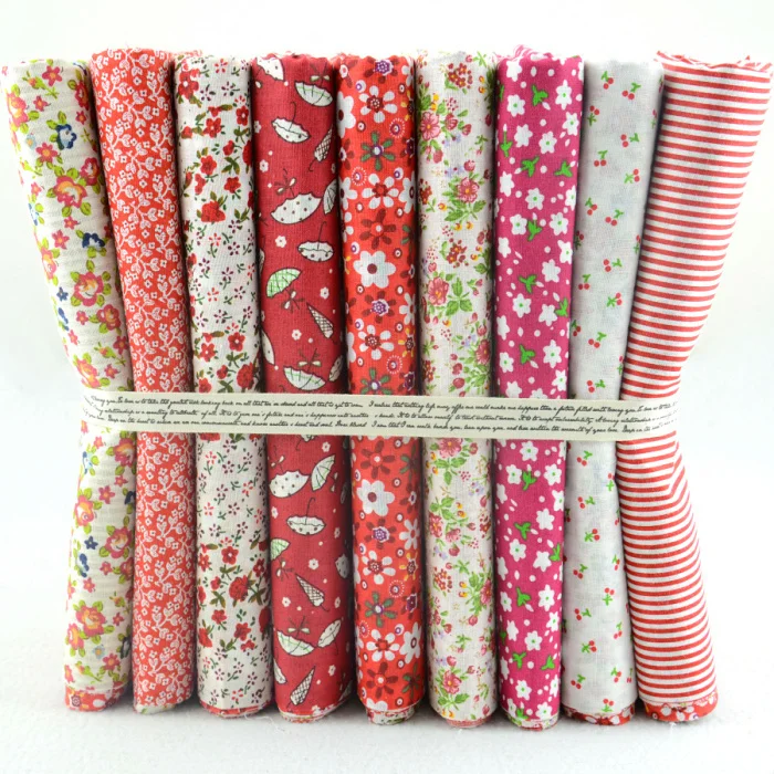 

50CMx50CM 9 Designs Mixed "Cute Hot Red" Cotton Fabric Fat Quarter Set Quilting scrapbooking Patchwork Fabric Tilda cloth W3B5-2