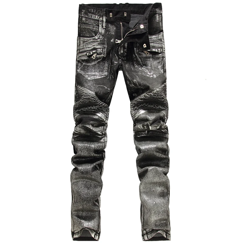 2016 new fashion men biker jeans famous brand design slim fit ripped jeans big size jeans