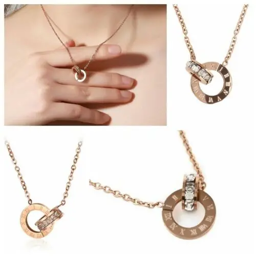

Necklace Rose Gold Titanium Steel Crystal Chain Lover Lucky Chain Pendant