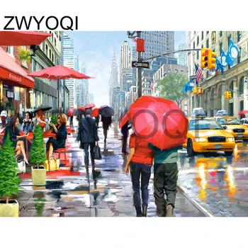 

Full Round Diamond mosaic street DIY Diamond embroidery street Full Square Diamond painting Cross stitch street Couple umbrella