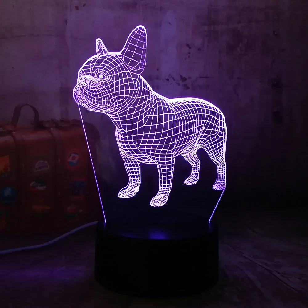 Amroe 3D светодиодный Настольный светильник Французский бульдог милый щенок RGB Ночной светильник USB настольная лампа с дистанционным управлением домашний Декор Рождественский подарок для детей