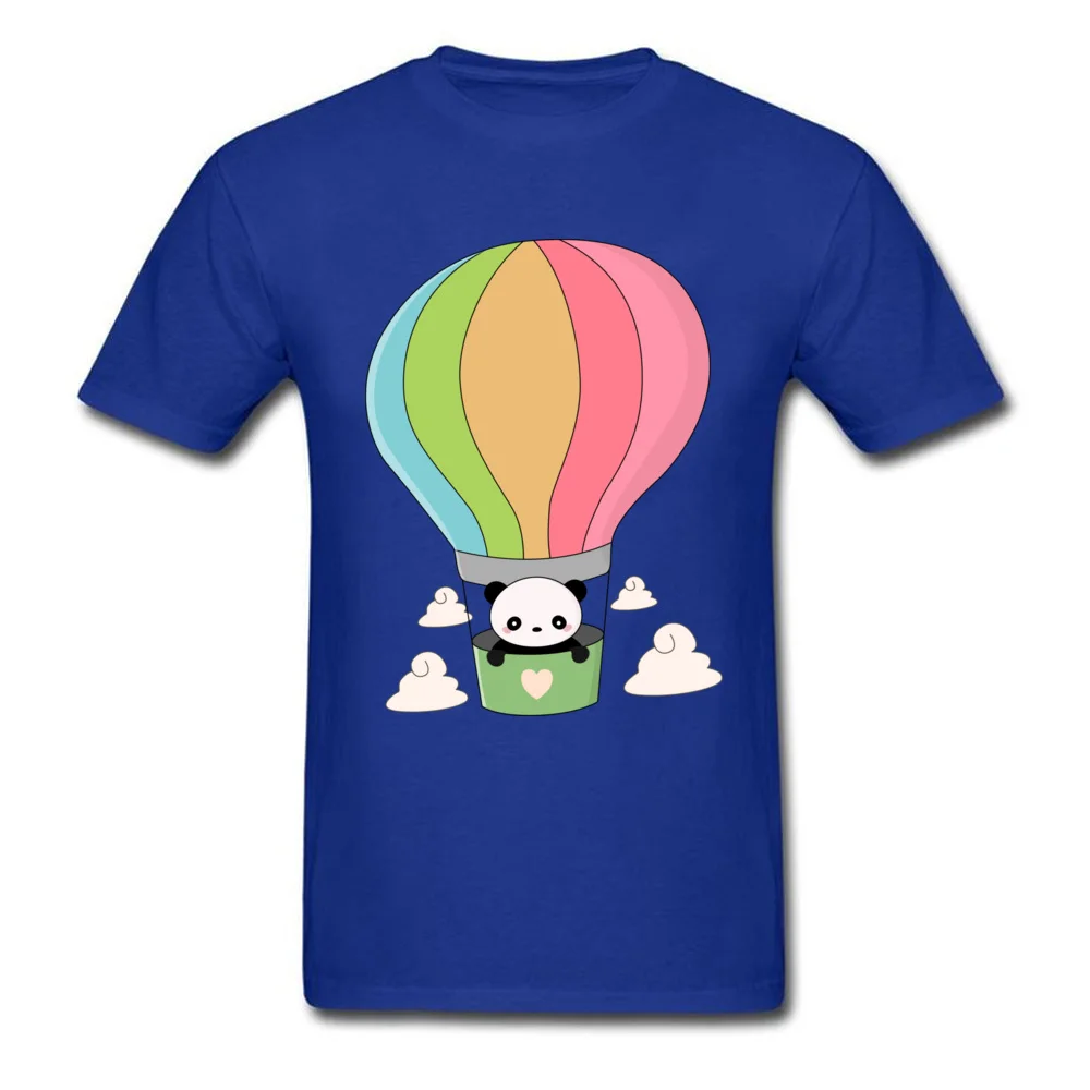  Men Tshirts Cute Hot Air Balloon Panda Simple Style Tops & Tees All Cotton O Neck Short Sleeve Summer Top T-shirts NEW YEAR DAY Cute Hot Air Balloon Panda blue