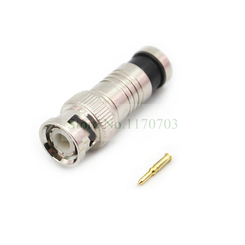 

100 pcs BNC Male Compression Coax RG6 CCTV Cable Insulation Connector Plug Adapter
