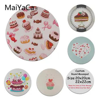 

MaiYaCa Non Slip PC Happy Birthday Cup of Cake Unique Desktop Pad Game Mousepad Computer Game Rubber Round Mouse Pad