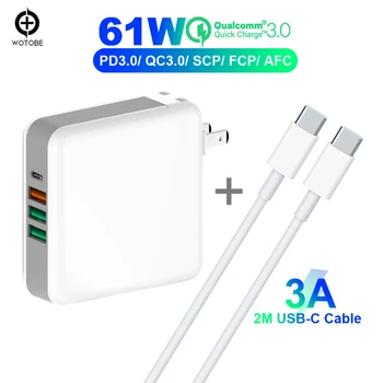 

TYPE-C USB C Power Adapter PD 61W QC3.0 18W Charger For Huawei/Samsung/Google For iPad iPhone MacBook ( USB-C cable)