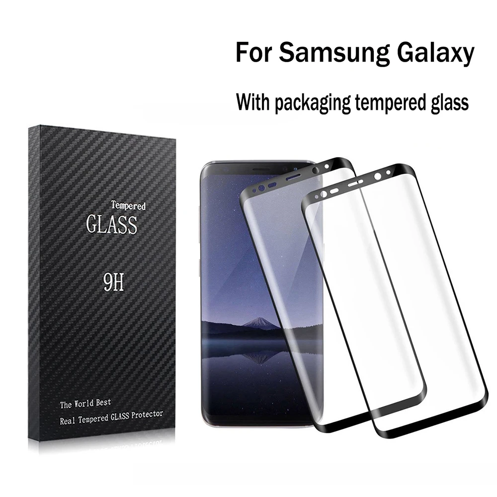 

3D Full cover Tempered Glass For Samsung s9 S8 s6edge s7 Note 8 phone film For Galaxy s10 e s10 plus Screen Protector with box