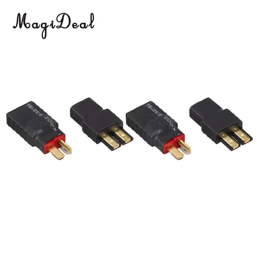 MagiDeal 4Pcs/Lot Plastic Wireless Traxxas FM to T-Plug M&Traxxas M to T Deans Connector Adapter for RC Car Battery Charge Parts