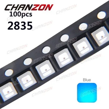 100pcs 2835 LED Blue Surface Mount SMT SMD Chip 30mA DC 3V Ultra Bright LED Light Emitting Diode Lamp PCB Electronics Components