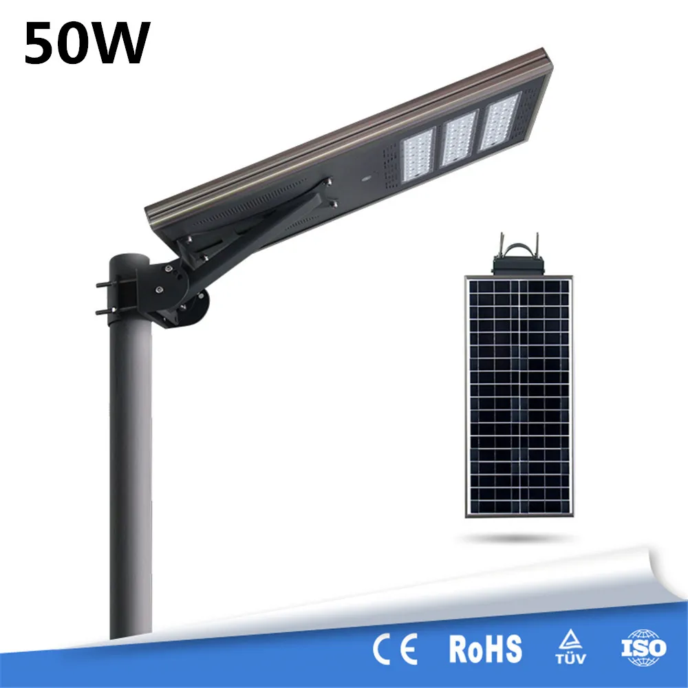 

New Design Outdor Lamp 50W Led Lamp All In One Solar Street Light Motion Sensor Integrated 18V 40W Solar Panel