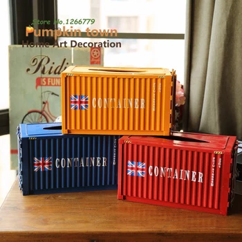 

Retro style creative iron industrial container tissue box,home living room desktop decoration/restaurant tissue box ornaments