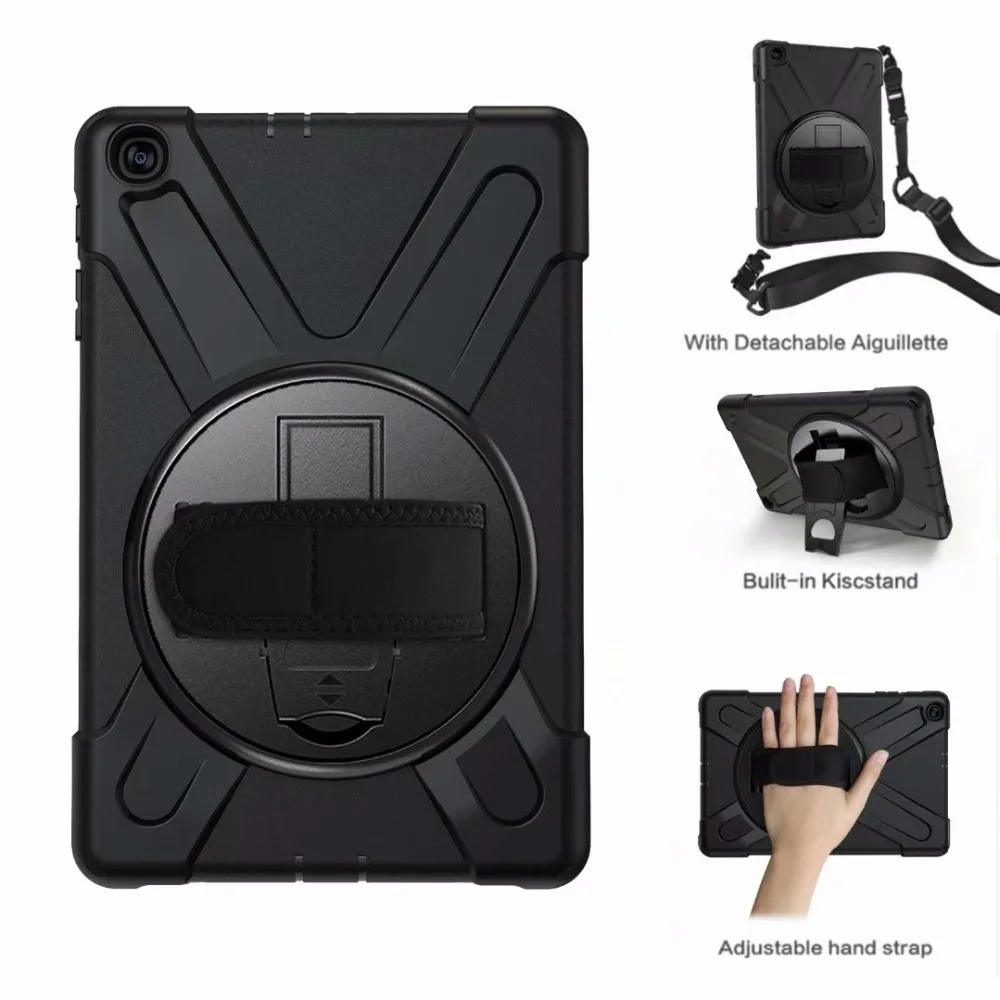 Чехол для samsung Galaxy Tab A T510 T515 10,1 '', безопасный противоударный защитный чехол для планшета, вращающийся на 360 градусов, ремешок на руку и шейный ремень