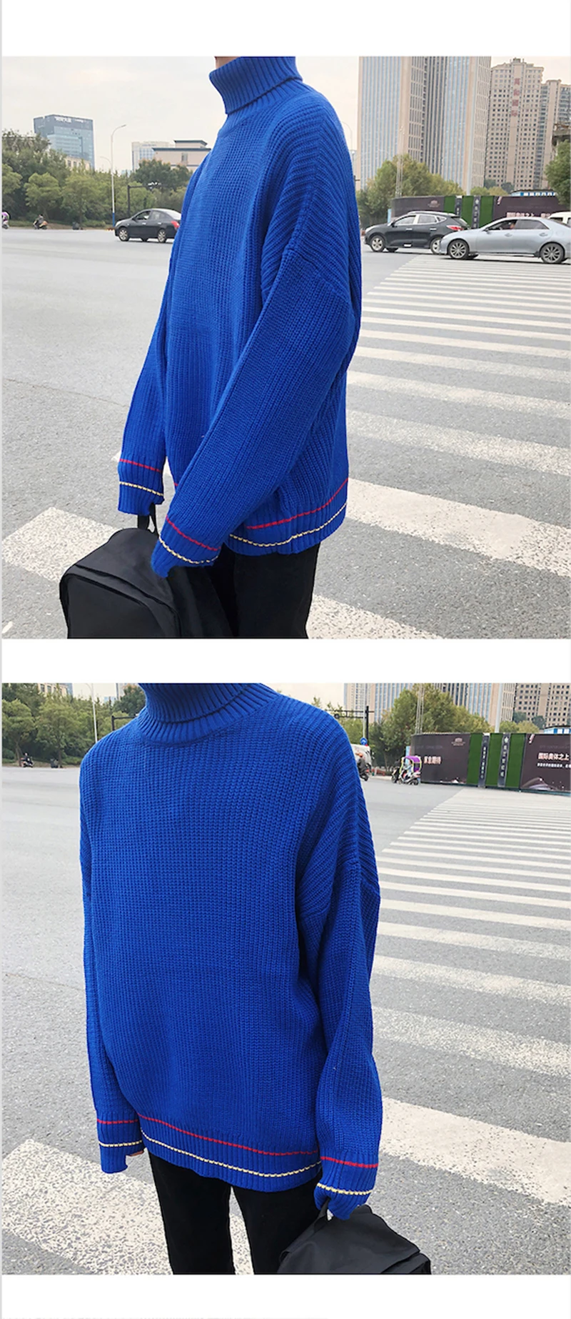 Turtle Neck Sweater Men Retro Vintage Pullover High Fashion   (13)