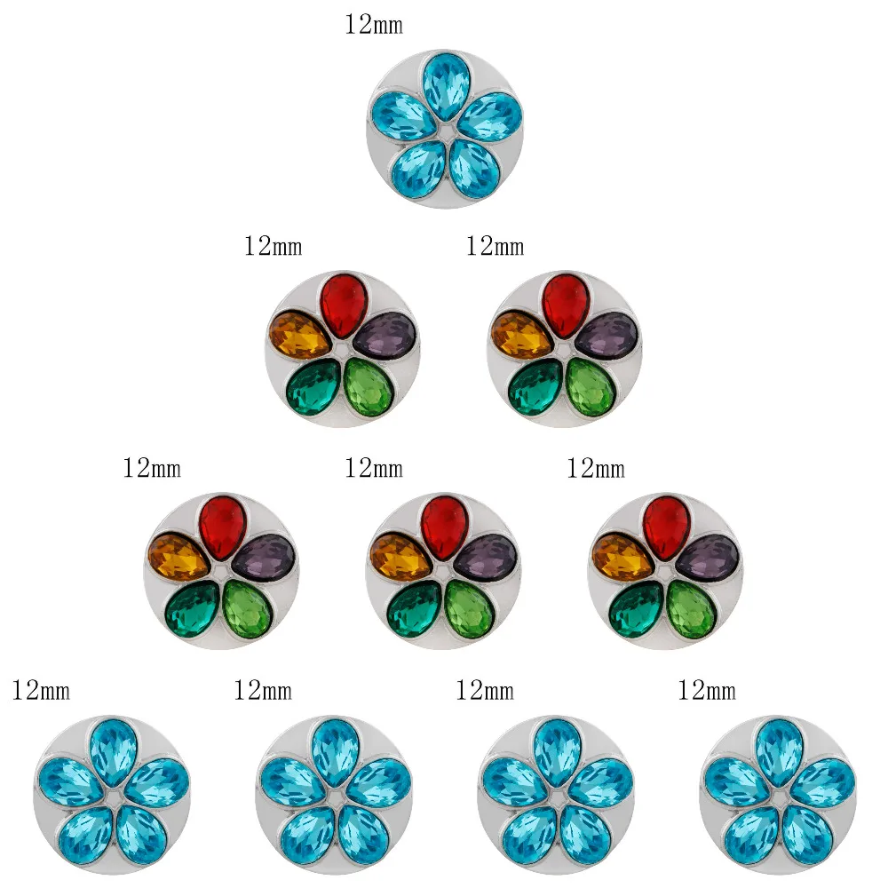 

10pcs/lot 2 Color 12mm Snap Jewelry Lot Vintage Rhinestone Metal Snap Buttons fit DIY 12mm Sivler Snap Bracelets Button Jewelry