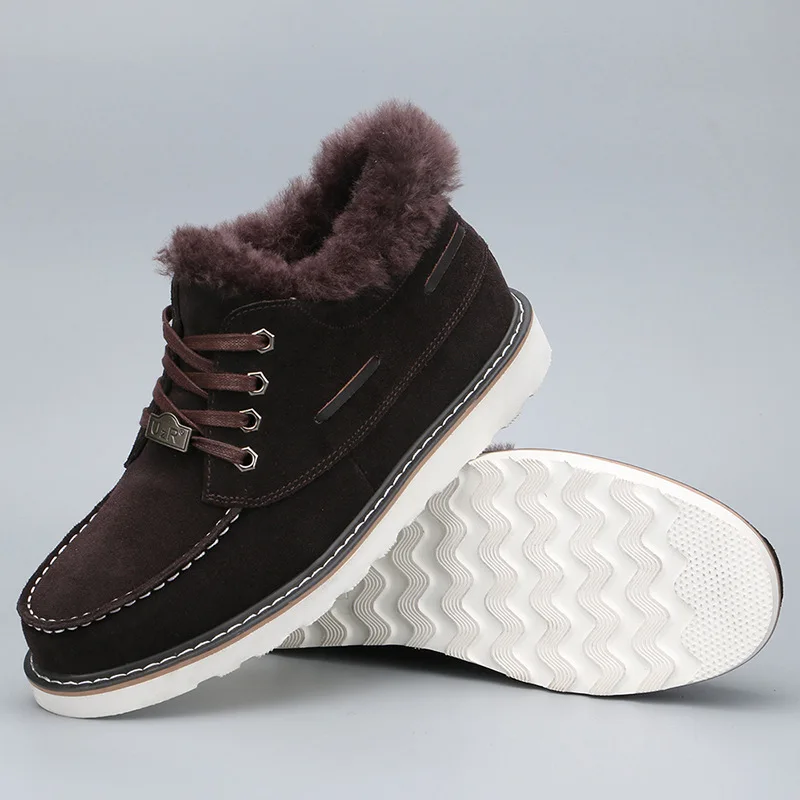 

Warm and lightweight for the front wear of the front men's low-cut leather snow boots Scrub leather plus velvet Men's shoes