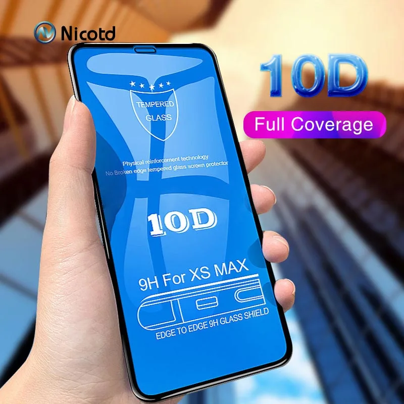 10D Gehärtetem Glas auf die Für iPhone X 7 8 6 Plus Screen Protector Volle Abdeckung Schutz Glas Fü