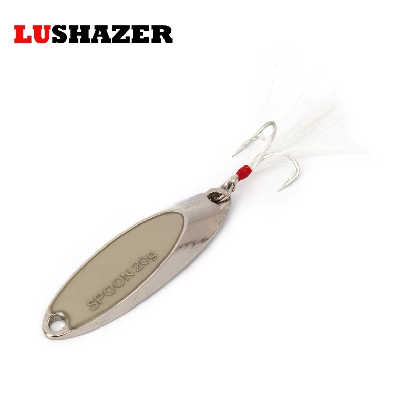 LUSHAZER Luminous metal lure for fishing spoon lure 10g 15g goldsilver black bass lure fishing bait hard lure free shipping