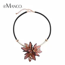 EManco Moda Rosa Flor Gargantilla Collares y Colgantes Mujeres de LA PU de Cadena de Cuero Joyería de Imitación de Primeras Marcas