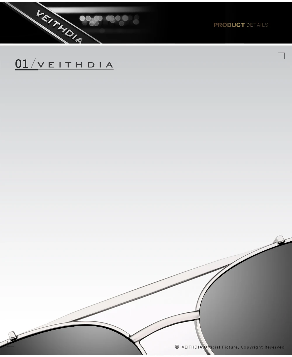 Мужские солнцезащитные очки VEITHDIA, винтажные брендовые прямоугольные очки из нержавеющей стали с поляризационными стеклами, степень защиты UV400, модель 2493
