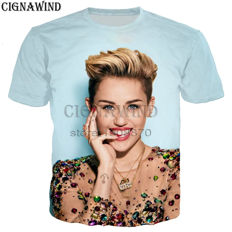 

New popular singer Miley Cyrus t shirt men women 3D print fashion cool hip hop style short sleeve tshirt streetwear summer tops