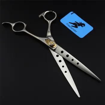 

7.0 inch Pet Hair Cutting Scissors Hole On Blade Professional Pet Grooming Scissors High Quality Cat Dog Shears for Hairdressing