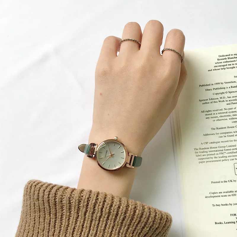 Ulzzang, модные брендовые женские часы-браслет, ретро коричневые винтажные кожаные часы, женские кварцевые часы, повседневные женские наручные часы