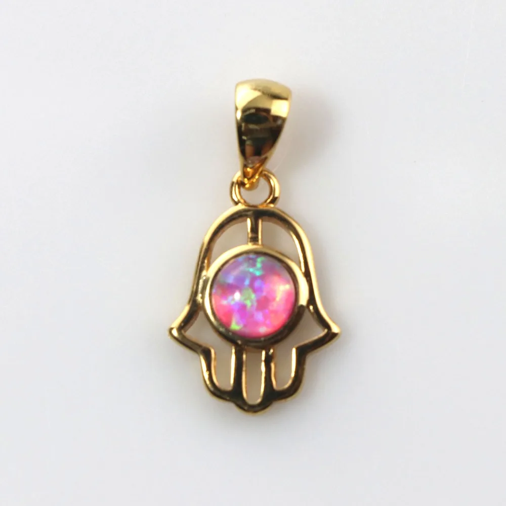 

JLP1802 New Hot Devil's Eye Palm Shape Pendant Opal Pendant Necklace Ladies Jewelry Gifts