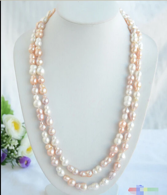 

HOT## Wholesale > P4863 54" 15mm double lavender pink white freshwater pearl necklace