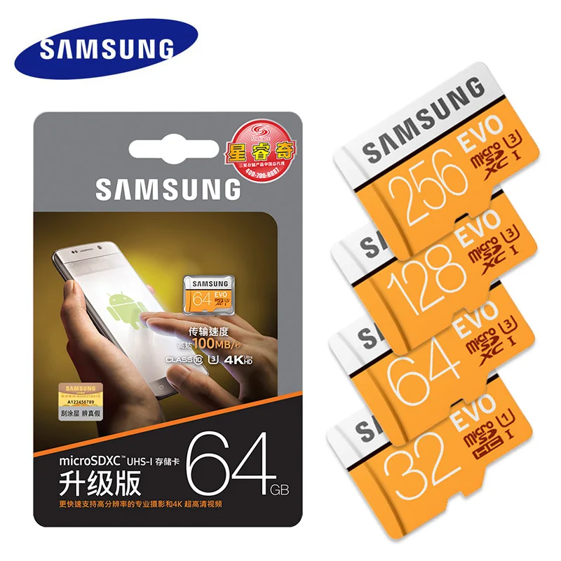 SAMSUNG карта памяти 32 ГБ 64 ГБ г 128 г 256 г SDHC SDXC Micro SD класс EVO + EVO Plus Class 10 C10 UHS TF Trans Flash Microsd