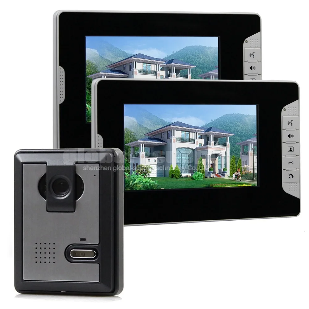 

DIYSECUR 7 inch Wired Video Door Phone Intercom Home Security System 1 Outdoor Camera 2 Monitors for Villa Office Private House