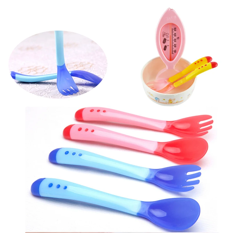 1 Pcs De Securite De Detection De Temperature Cuillere D Apprentissage Cuillere Pour Bebe Auto Alimentation Infantile Cuillere Et Fourchette Ensemble Colheres De Silicone Bebe Aliexpress