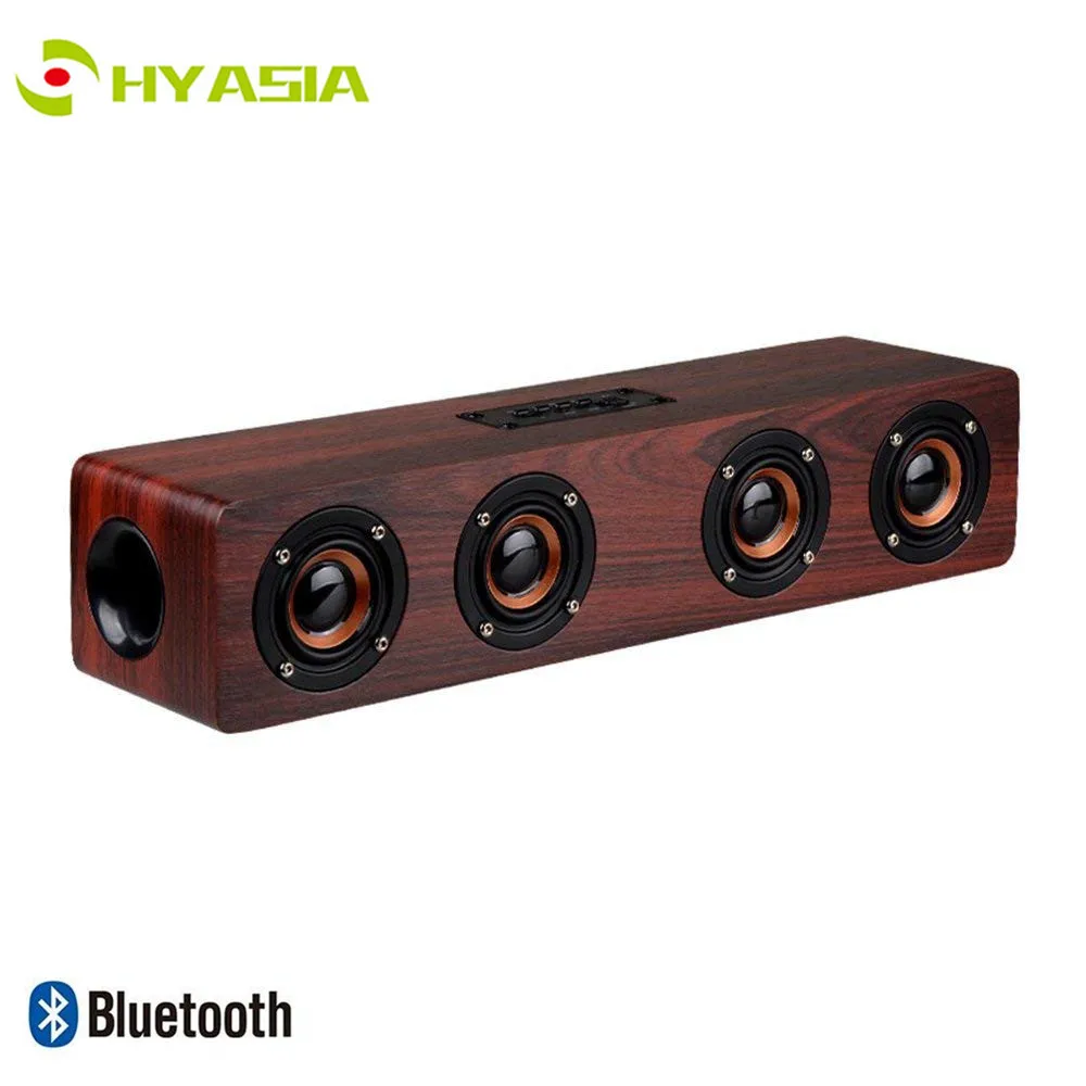 HYASIA Soundbar Bluetooth динамик беспроводной деревянный Настольный ПК динамик ТВ Поддержка TF AUX Громкая связь аудио для книжной полки телефона дома