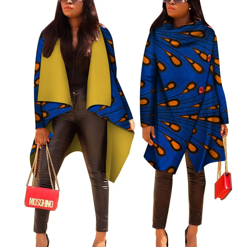 Women African Tops African Print Cotton Casual Coat Women Bazin Riche Trench Coat Lady Traditional African Clothes WY4715 - Цвет: 12