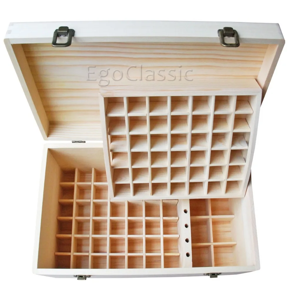 

Free shipping Multifunctional combination Essential Oils wooden Box 92 holes SPA / YOGA Club Natural pine wood without paint