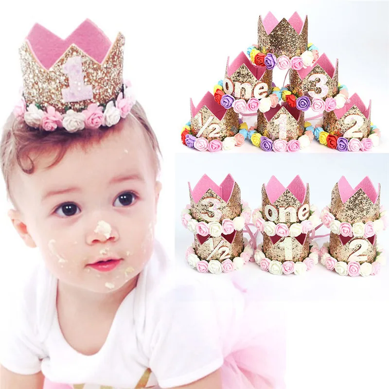 

Girl Sequins Head Accessories Hairband Baby Rose Elastic Brithday Number Crown Headwear baby girl hair accessories toddler head