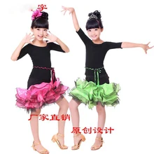 Новые стильные костюмы для латинских танцев для девочек, спандекс, спандекс, половина рукава, латинские танцевальные платья для девочек, латинские танцевальные платья, S-4XL