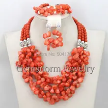 Последние коралловые свадебные ожерелья набор массивный нагрудник эффектное Ожерелье Модный Ювелирный Комплект 5 цветов доступны CNR264