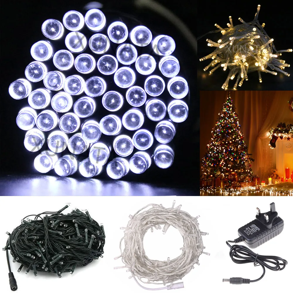 DC12V LED String Waterproof Christmas Garland Fairy LED Holiday Light UK/EU/AU/US Power adapter 10m/20m Straw hat