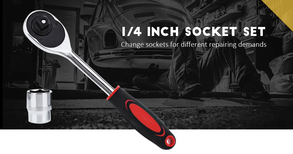 VicTsing 14 inch Socket Set Ratchet Wrench Extension Rod Combo Tools Kit Quick Release Wide Used Professional Hand Tools        (11)