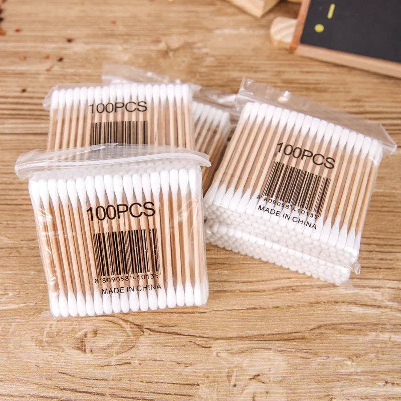 100Pcs bag Disposable Cotton Swabs Double Head Cotton Buds Cotton Tipped Applicator For Beauty Makeup Nose 2