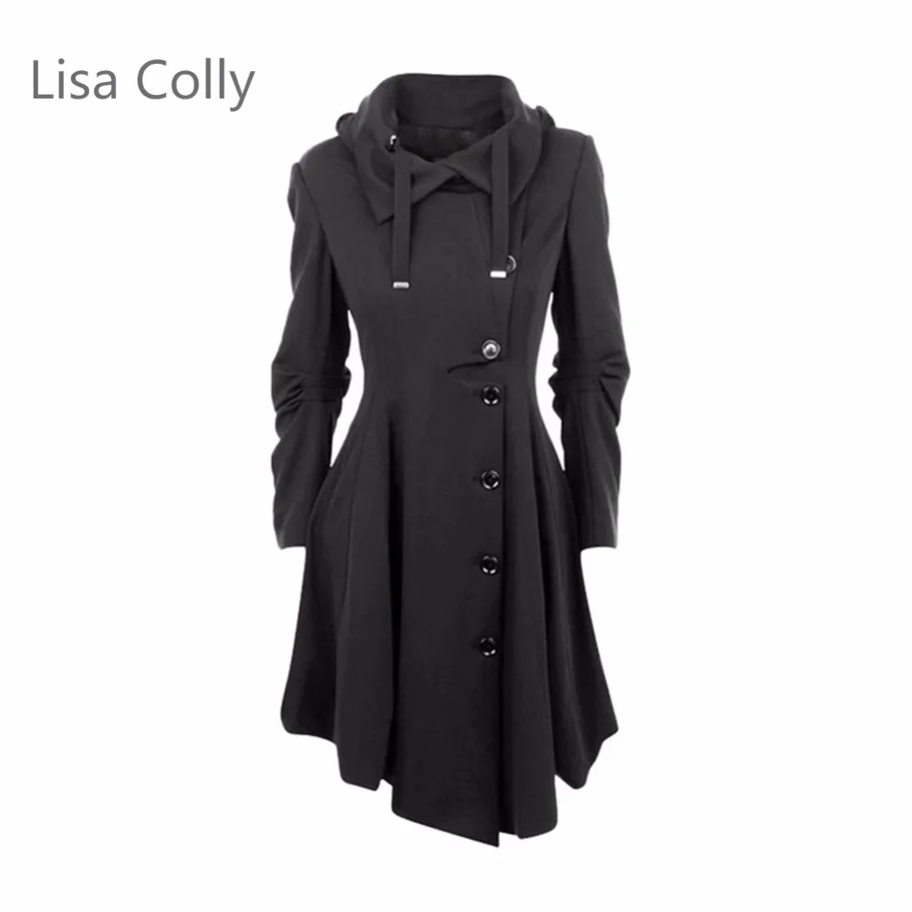 

Lisa Colly New Spring Autumn Coat Jacket Women Fashion Long Sleeve Asymmetric length Coat Women Outwear Plus size