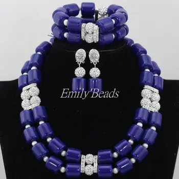 

Royal Blue Artificial Coral Beads Necklace Set Nigerian Beads Costume Jewelry Set Christmas Gift Jewelry Set Free Shipping CJ497