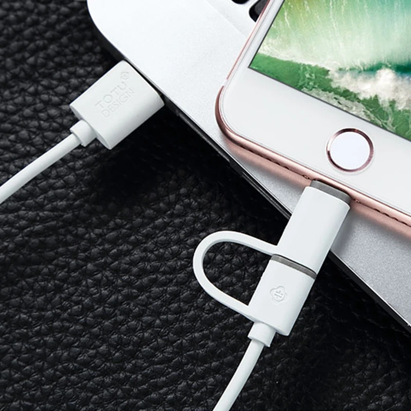 Кабель micro USB TOTU 2 в 1 для Samsung Xiaomi Huawei Android зарядный кабель мобильного телефона iphone 7