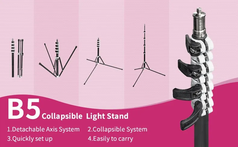 HPUSN B5 складной 210 см светильник стенд 6.9ft металлический Портативный складной штатив монопод 5-секционный стрелы триггер для студийной вспышки светильник нагрузка 3 кг