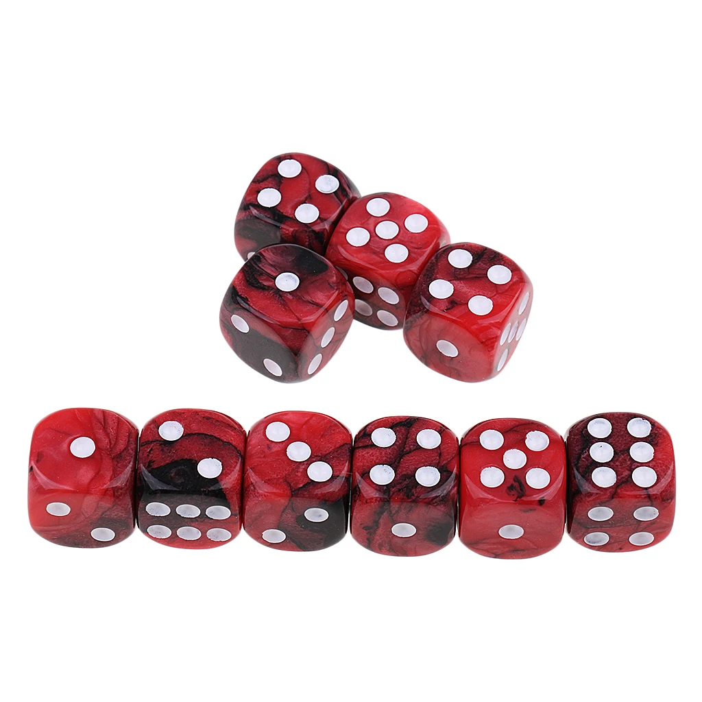 20Pcs Acrylic Six Sided Dotted Dice D6 Table Game For Dungeons and Dragons Props Red & Black Color